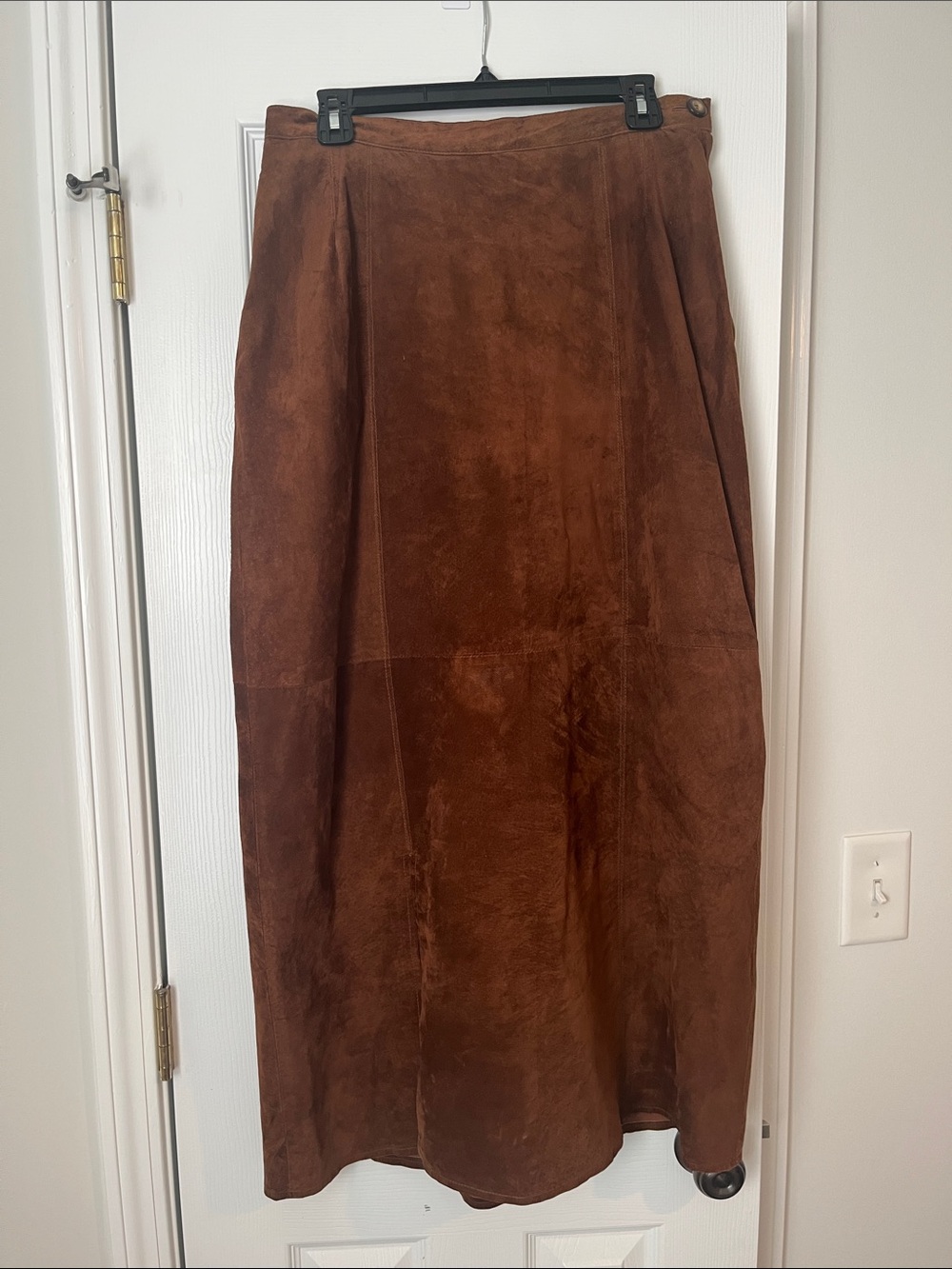 Vintage Brown Suede A-Line Maxi Skirt